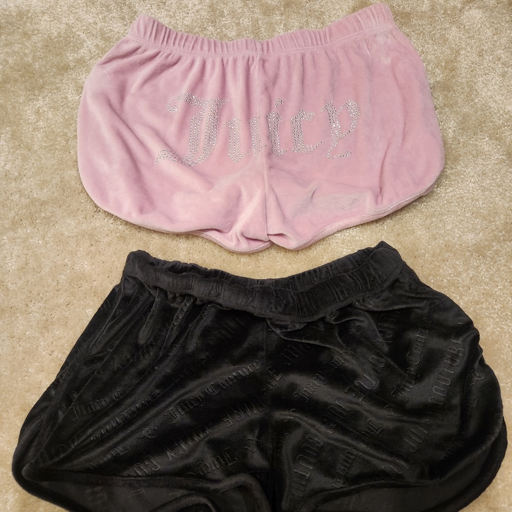 2 Hard To Find Juicy Couture Pink And Black Shorts